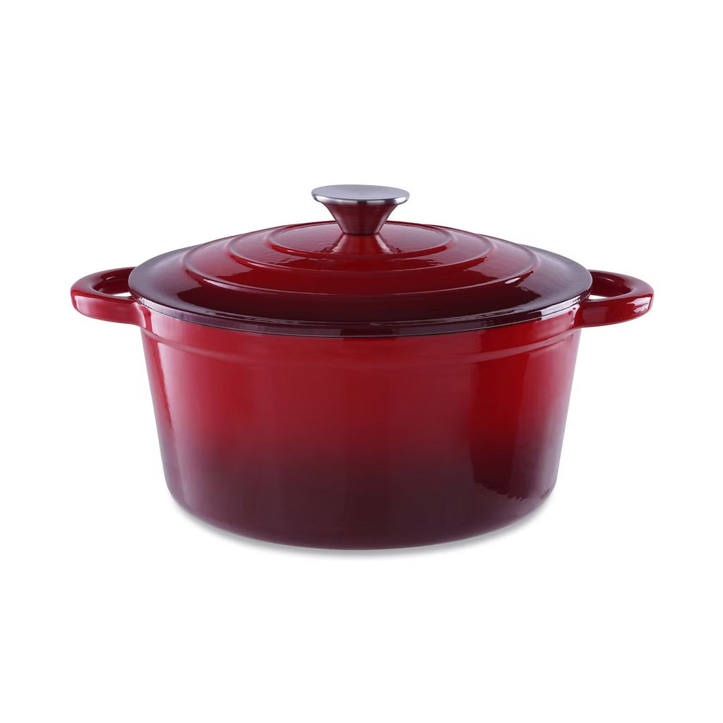 [Hometech] Enameled Cast Iron Cooking Pot 2L, Ombre Red