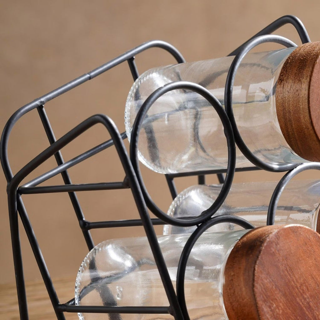 [Hometech] Virella 6 Piece Jar Set for Spices with Slanting Stand