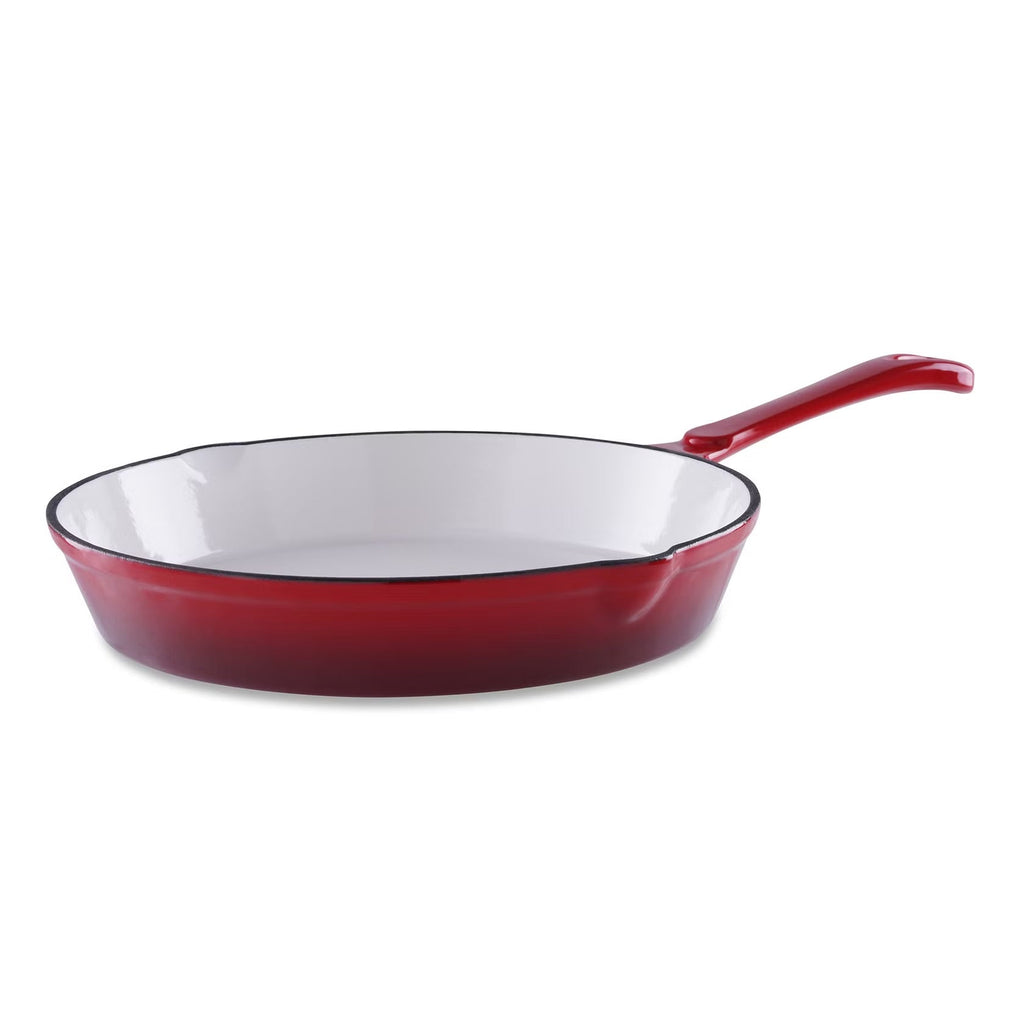 [Hometech] Enameled Cast Iron Fry Pan, 40x25x5.5cm, Ombre Red