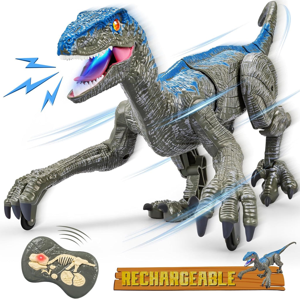 [Hometech] Remote Control Velociraptor Dinosaur Toy with Lights and Sounds