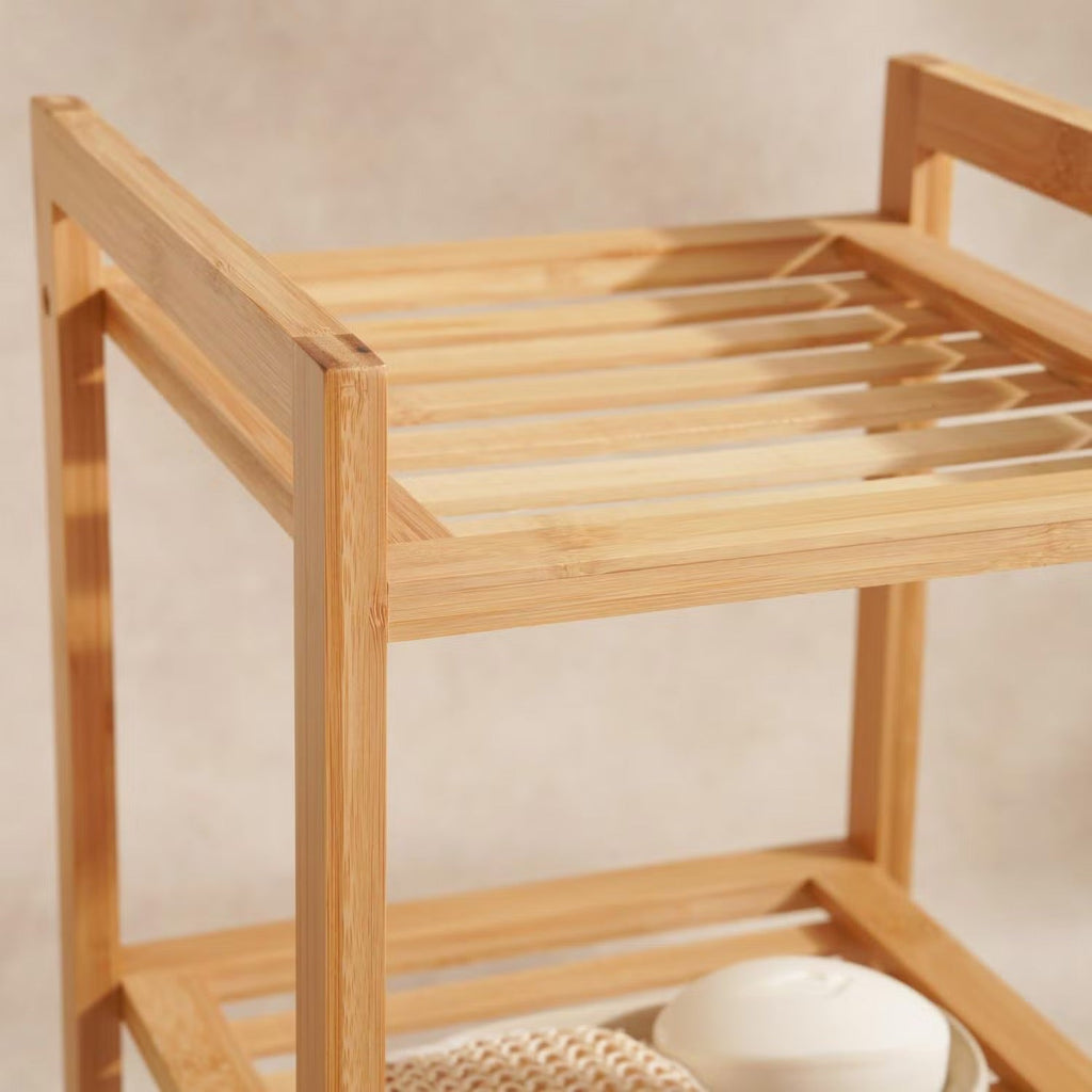 [Hometech] 3-Tier Bamboo Bath Rack, 30x30x57cm, Natural Finish