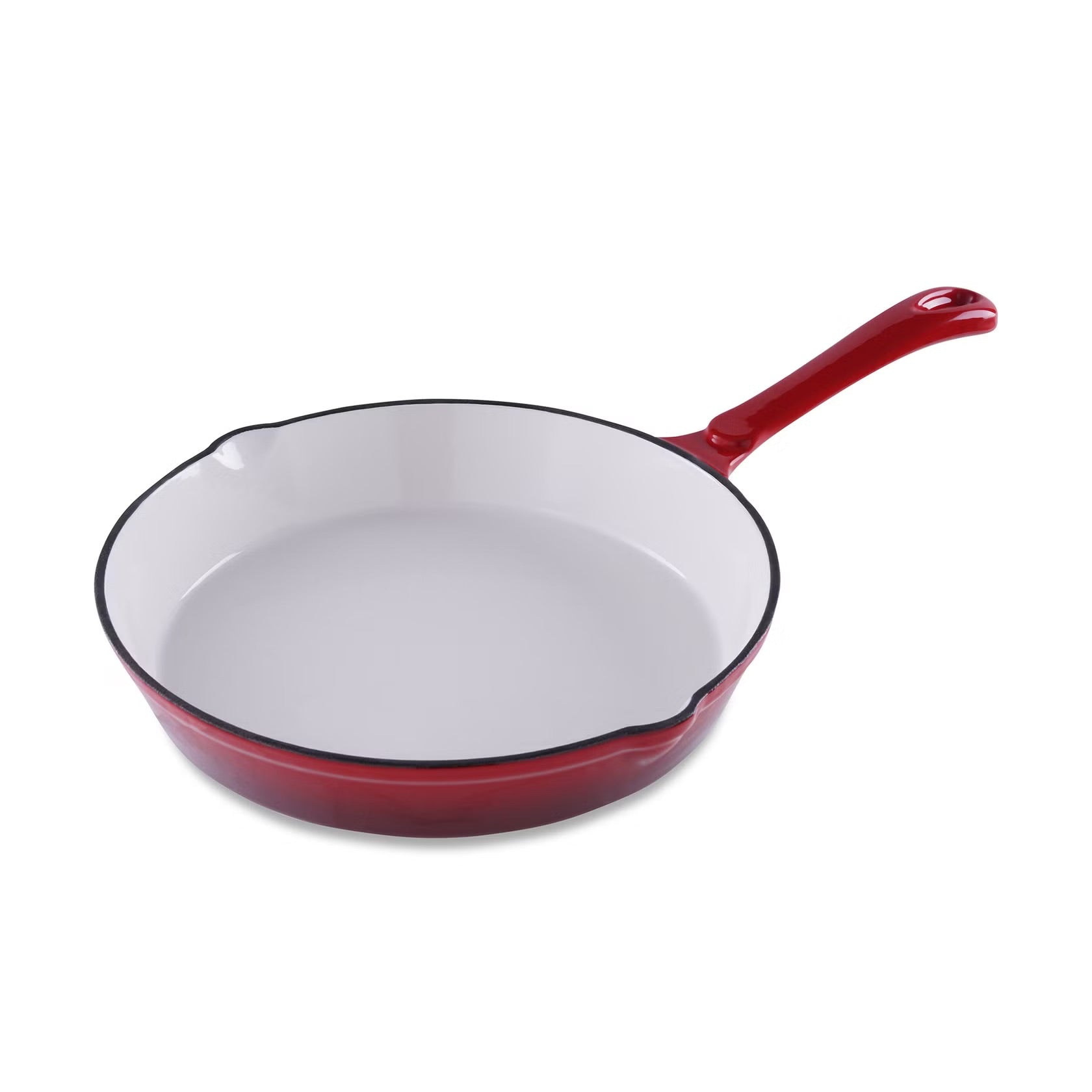 [Hometech] Enameled Cast Iron Fry Pan, 40x25x5.5cm, Ombre Red