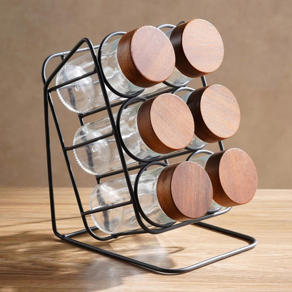 [Hometech] Virella 6 Piece Jar Set for Spices with Slanting Stand