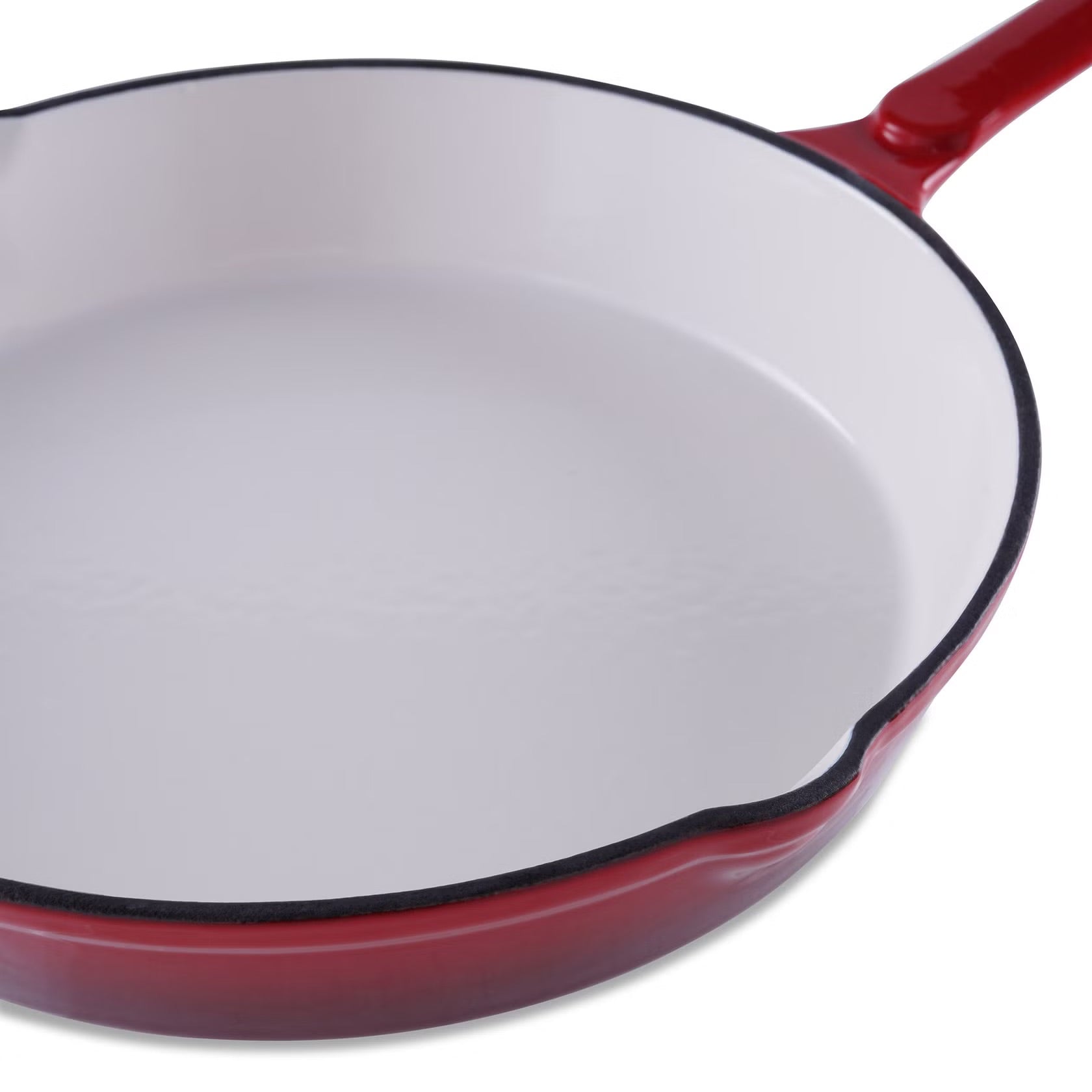 [Hometech] Enameled Cast Iron Fry Pan, 40x25x5.5cm, Ombre Red