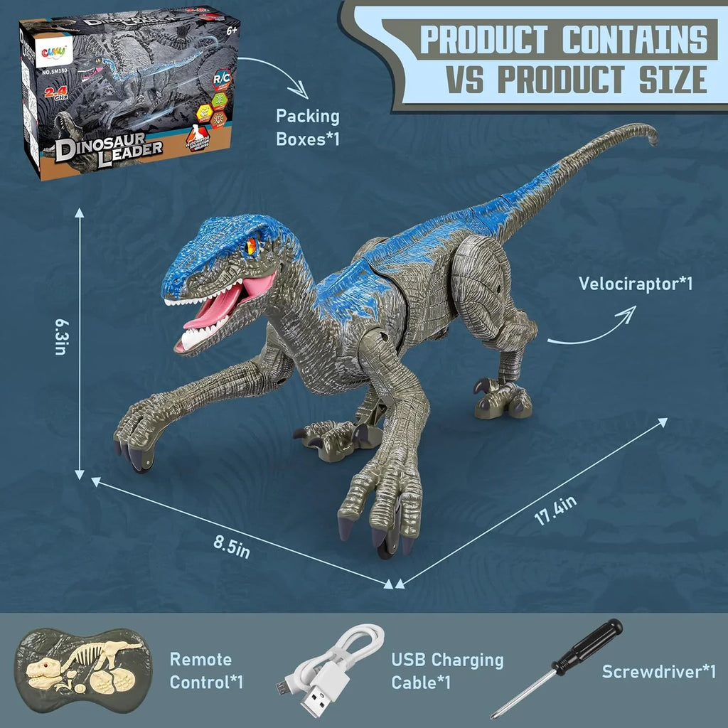 [Hometech] Remote Control Velociraptor Dinosaur Toy with Lights and Sounds