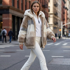 [Hometech] Thick Winter Coat – Color Block Design with Lamb’s Wool Lining