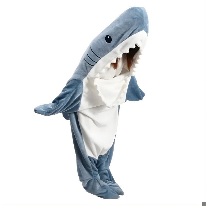 [Hometech] Soft Flannel Shark Hoodie Blanket