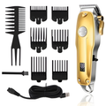 [Hometech] Gold Hair Clipper 7 Piece Set for Men with Adjustable Blades