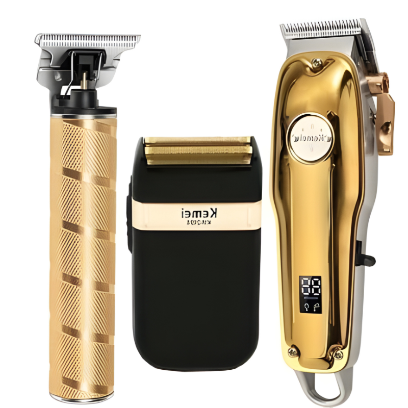 [Hometech] Gold Hair Clipper 7 Piece Set for Men with Adjustable Blades