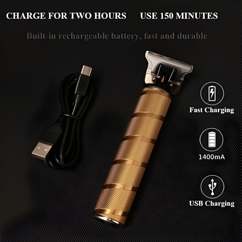 [Hometech] Gold Hair Clipper 7 Piece Set for Men with Adjustable Blades