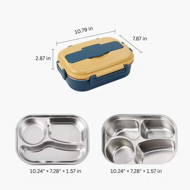 [Hometech] Thermal Lunch Box with 4 Compartments, Stainless Steel