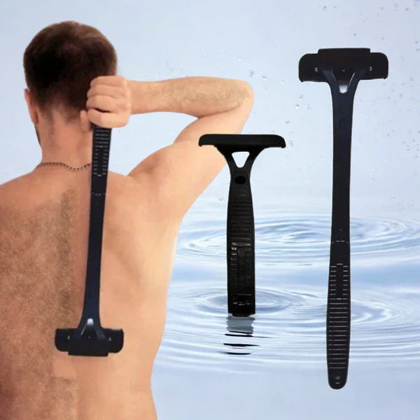 [Hometech] Dual Blade Back Shaver for Men, Manual Groomer with Folding Handle