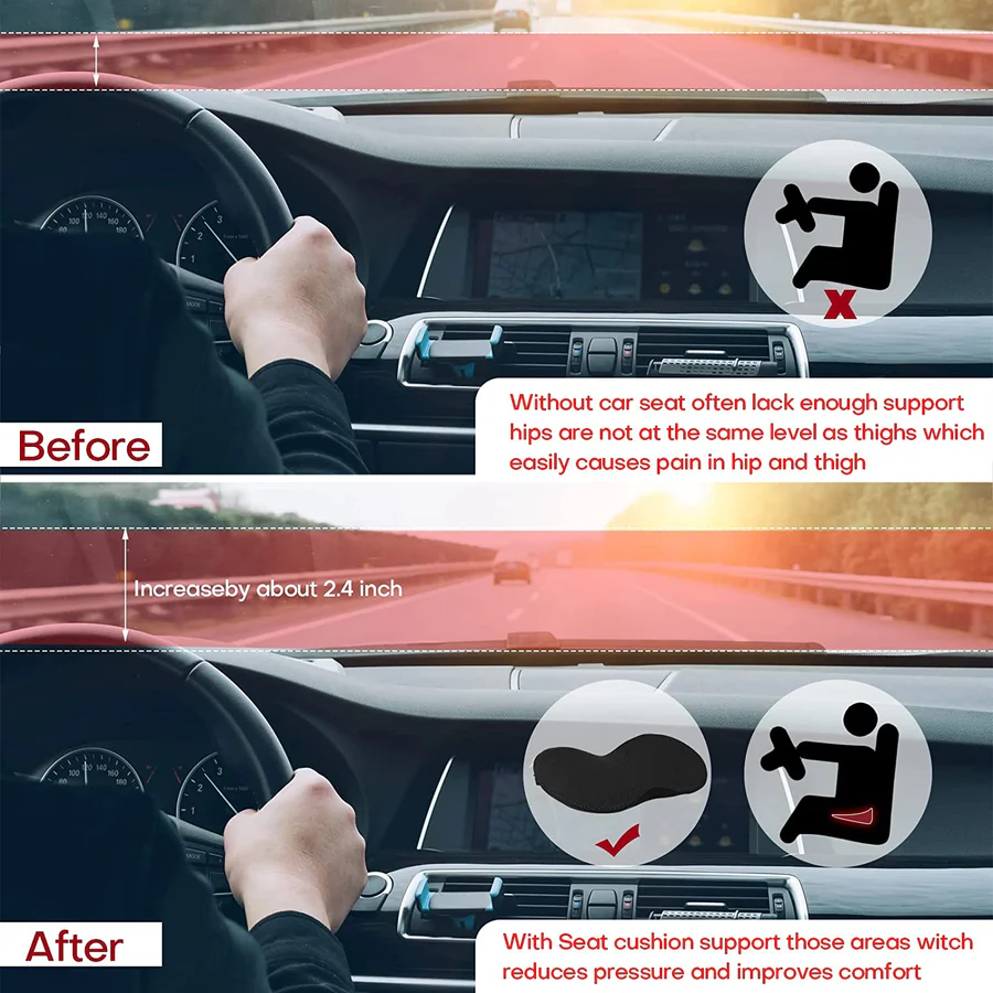 [Hometech] Car Seat Cushion for Shorter Drivers