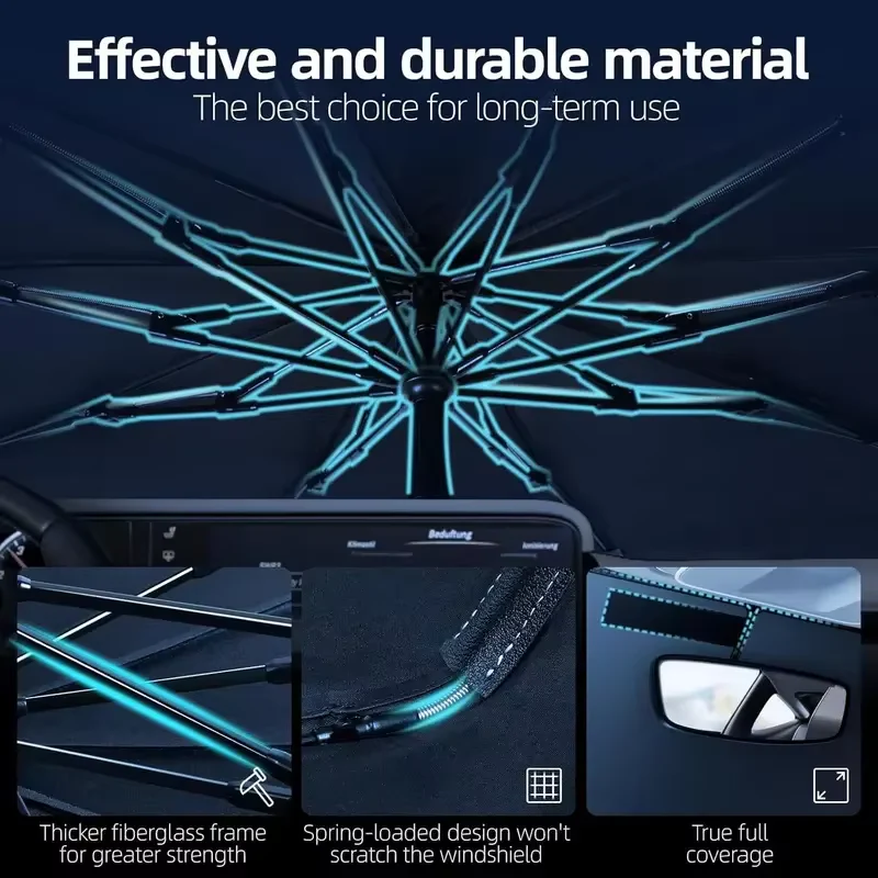 [Hometech] Windshield Sun Shade, Umbrella Foldable UV Blocking Car Sunshade