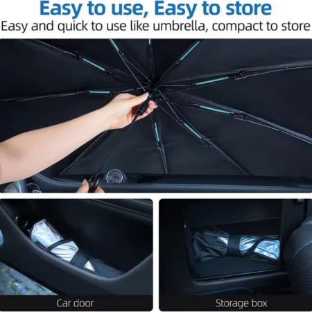 [Hometech] Windshield Sun Shade, Umbrella Foldable UV Blocking Car Sunshade