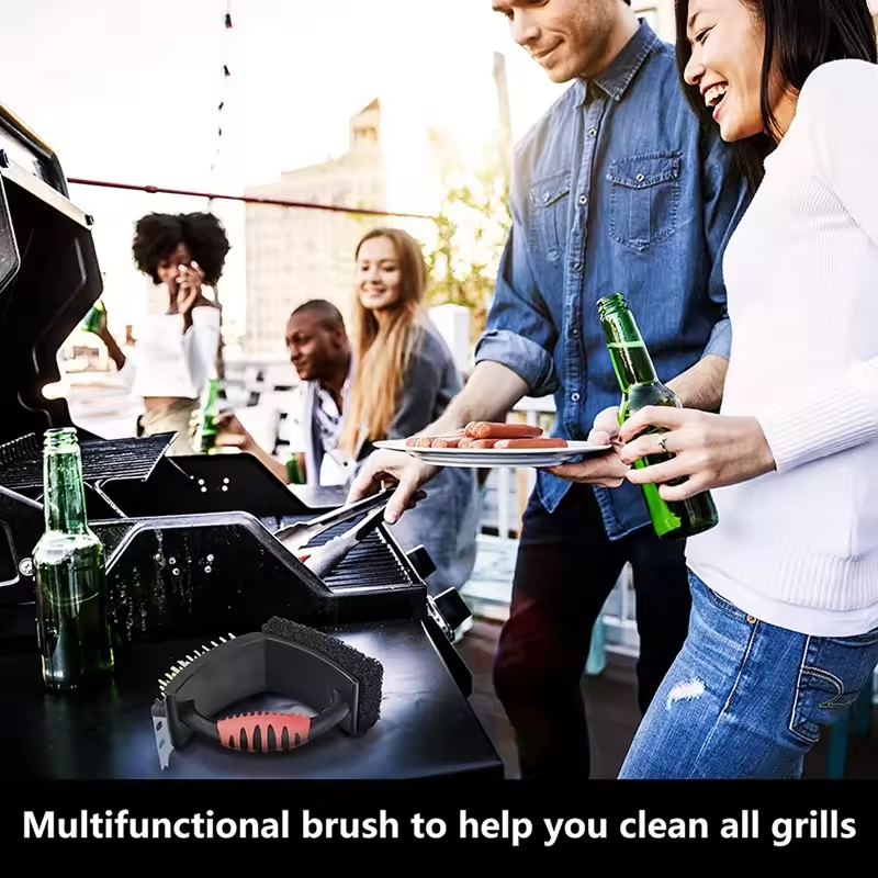 [Hometech] 3 in 1 Grill Brush with Brass Bristles and Scraper