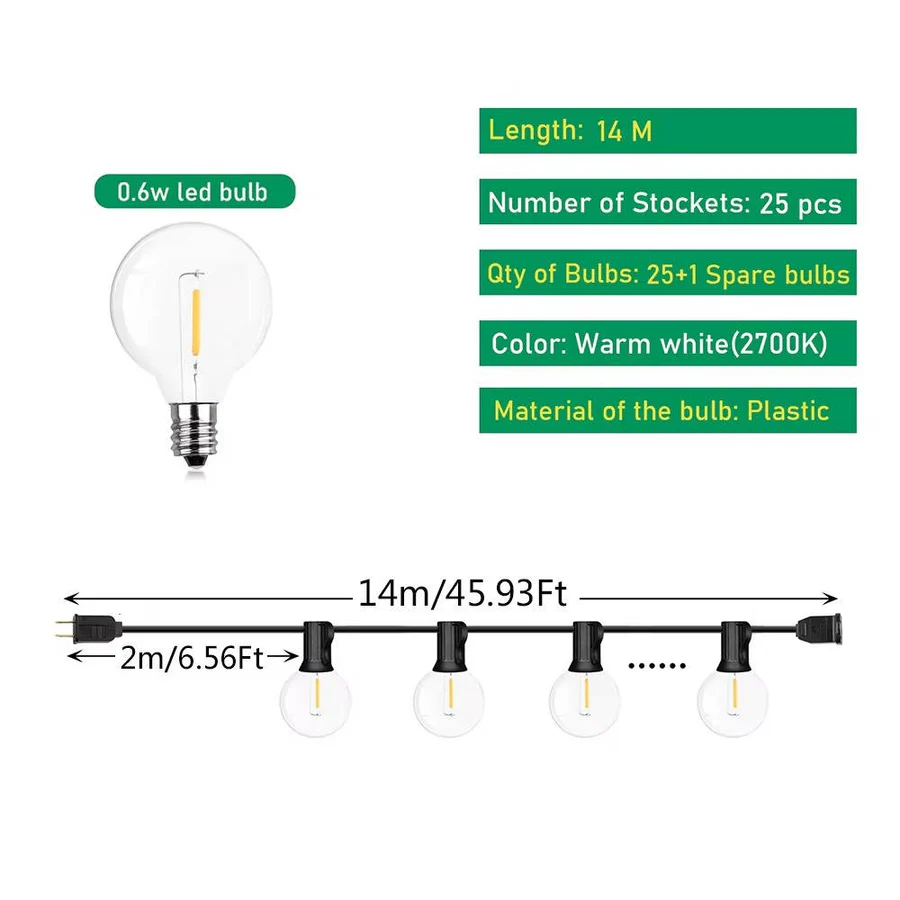 [Hometech] LED Outdoor String Lights
