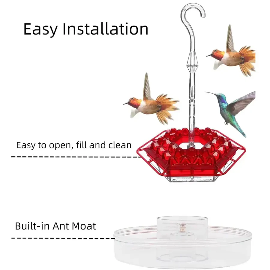 [Hometech] Hanging Hummingbird Feeder Leak Proof Design with Ant Protection & Perch