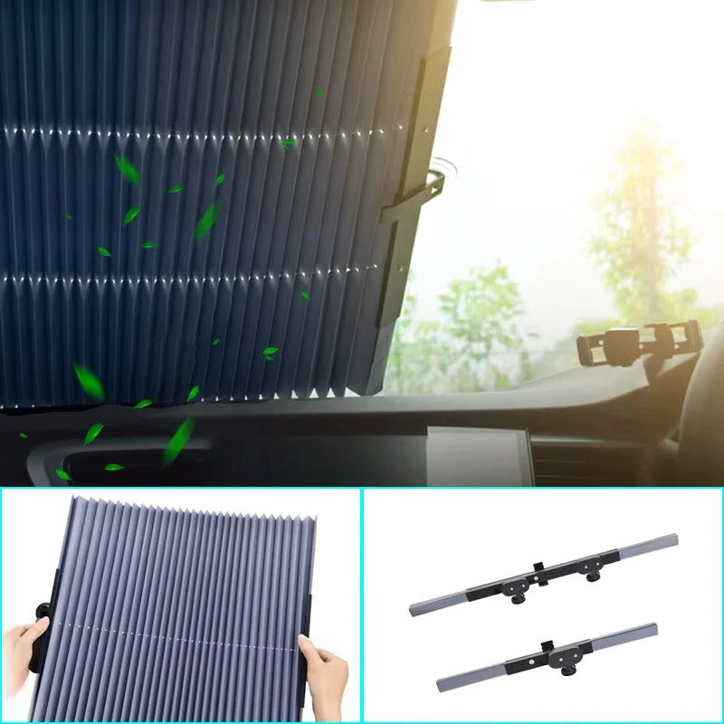 [Hometech] Retractable Car Windshield Sunshade Curtain Set for Front and Rear Windshields