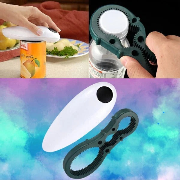 [Hometech] Hands-Free Electric Can Opener with Built-In Bottle Opener