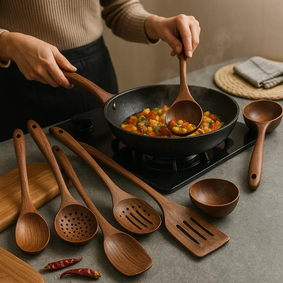 [Hometech] Kitchen Set Made of Natural Teak Wood