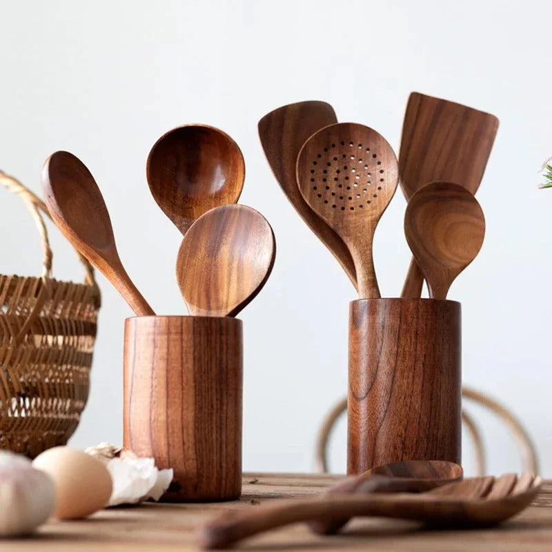 [Hometech] Kitchen Set Made of Natural Teak Wood