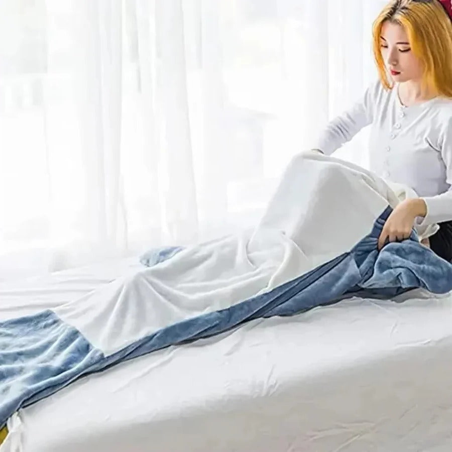 [Hometech] Soft Flannel Shark Hoodie Blanket