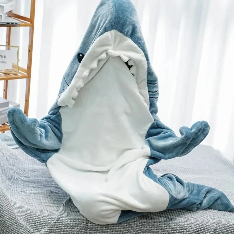 [Hometech] Soft Flannel Shark Hoodie Blanket