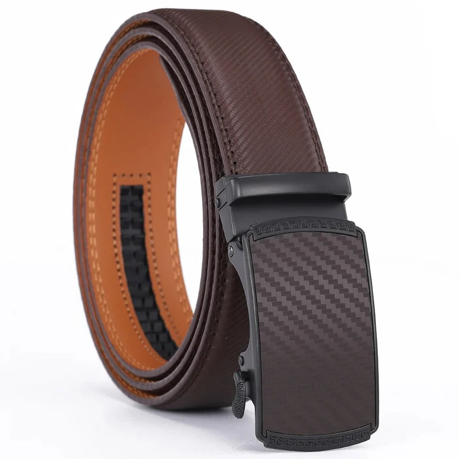 [Hometech] Men’s Genuine Leather Belt with Slide Automatic Buckle