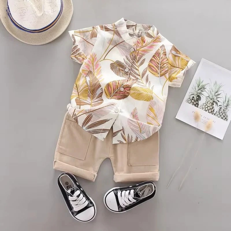 [Hometech] Baby Boy Outfit Summer Clothes – Set of 2, Top and Shorts