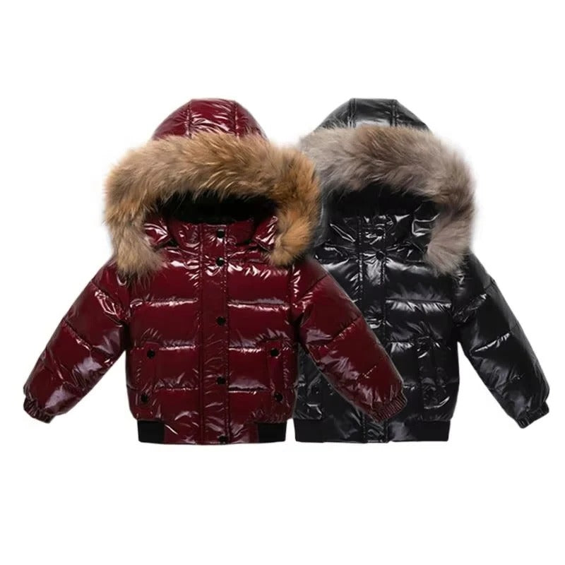 [Hometech] Kids Waterproof Down Parka – Winter Coat with Fur Hood