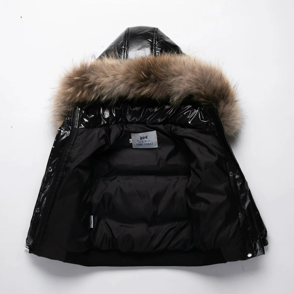 [Hometech] Kids Waterproof Down Parka – Winter Coat with Fur Hood