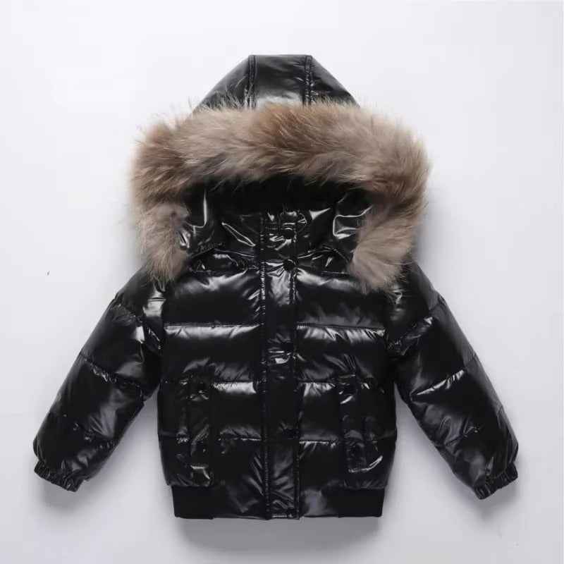 [Hometech] Kids Waterproof Down Parka – Winter Coat with Fur Hood