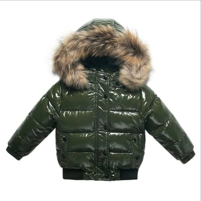 [Hometech] Kids Waterproof Down Parka – Winter Coat with Fur Hood