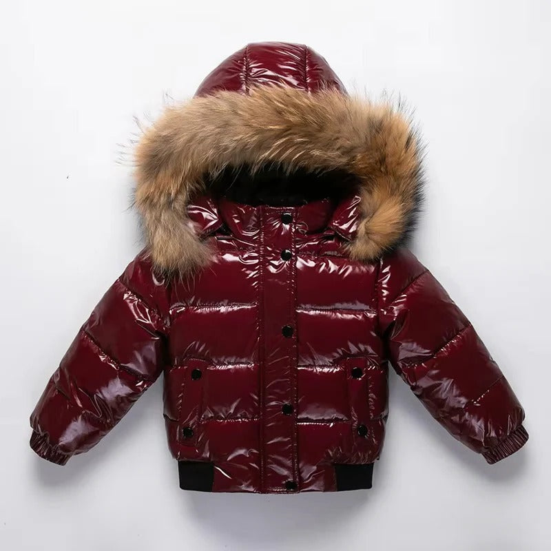 [Hometech] Kids Waterproof Down Parka – Winter Coat with Fur Hood