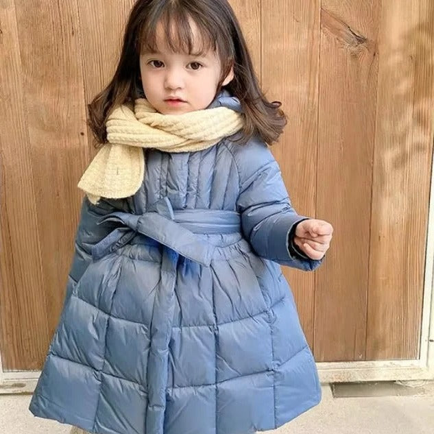 [Hometech] Toddler Girls Hooded Winter Puffer Coat with Belt