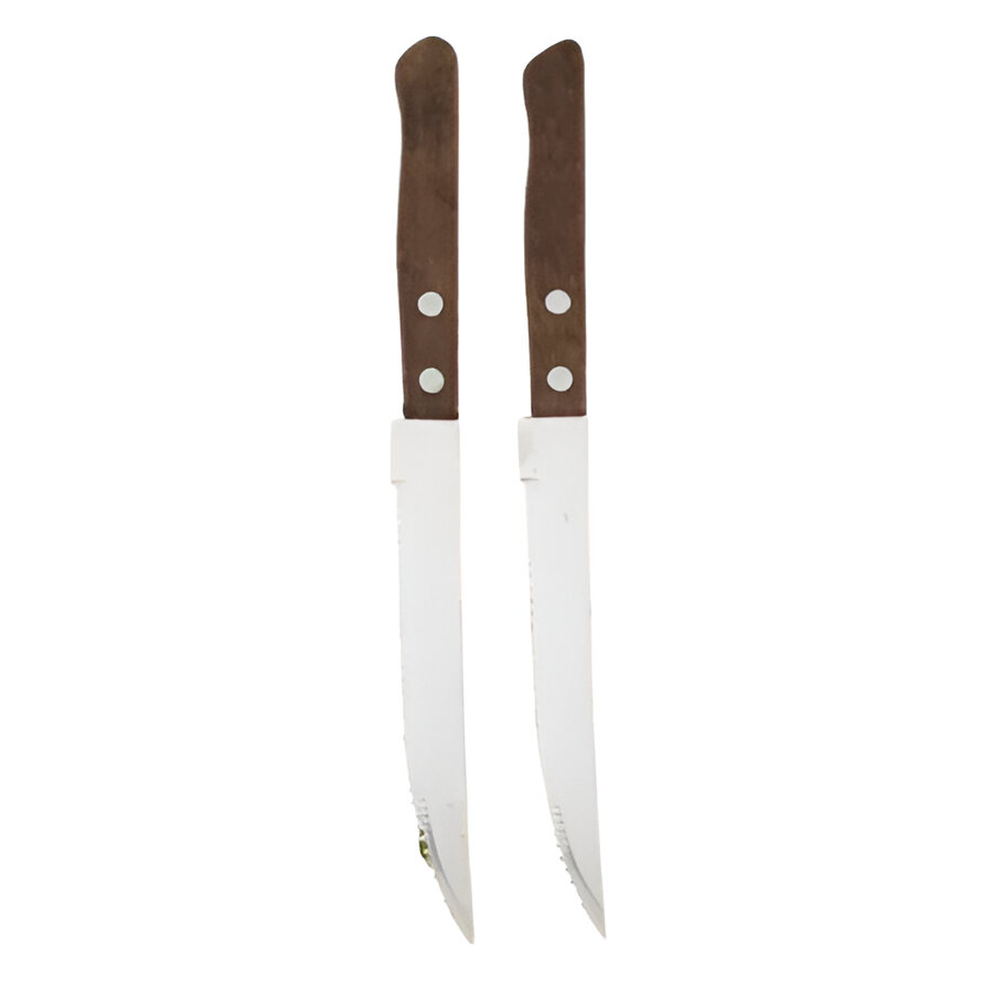 [Hometech] Stainless Steel Steak Knife Set with Wooden Handles & Serrated Edges