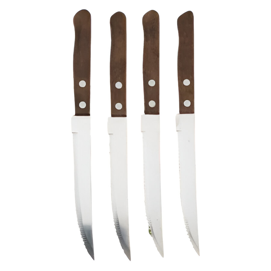 [Hometech] Stainless Steel Steak Knife Set with Wooden Handles & Serrated Edges