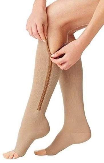 [Hometech] Easy Wear Zipper Compression Socks, 20-30 mmHg Firm Support