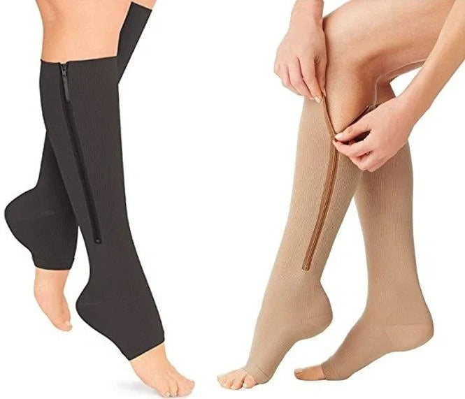 [Hometech] Easy Wear Zipper Compression Socks, 20-30 mmHg Firm Support