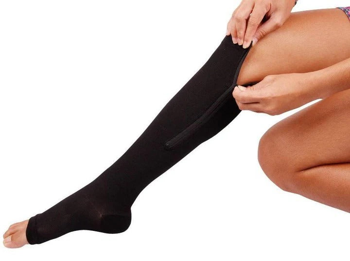 [Hometech] Easy Wear Zipper Compression Socks, 20-30 mmHg Firm Support