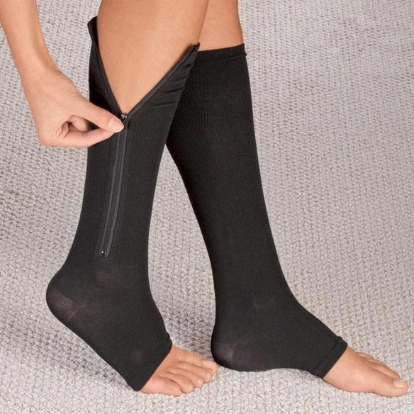 [Hometech] Easy Wear Zipper Compression Socks, 20-30 mmHg Firm Support