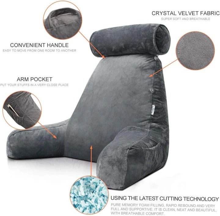 [Hometech] Comfortable Reading Pillow with Armrests for Bed and Sofa
