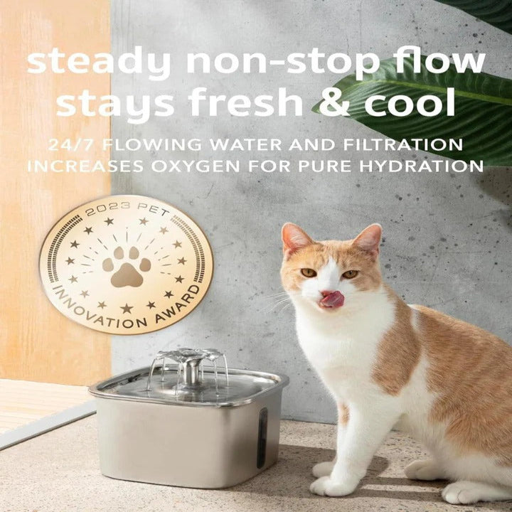 [Hometech] Automatic Stainless Steel Pet Water Fountain for Cats and Dogs