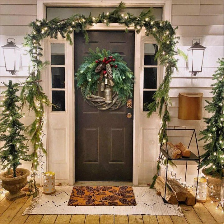 [Hometech] Bohemian Style Christmas Wreath with Handmade Vine and Dried Floral Décor