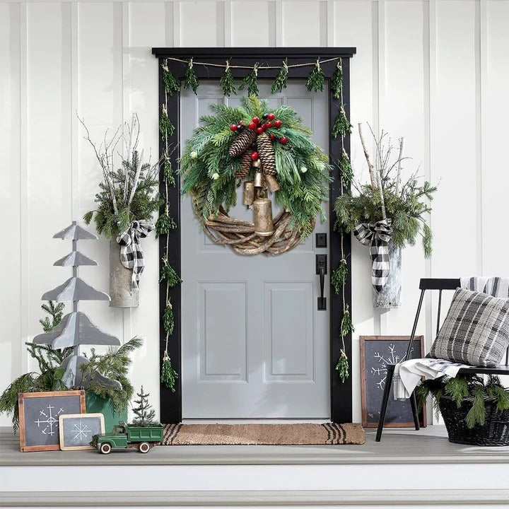 [Hometech] Bohemian Style Christmas Wreath with Handmade Vine and Dried Floral Décor