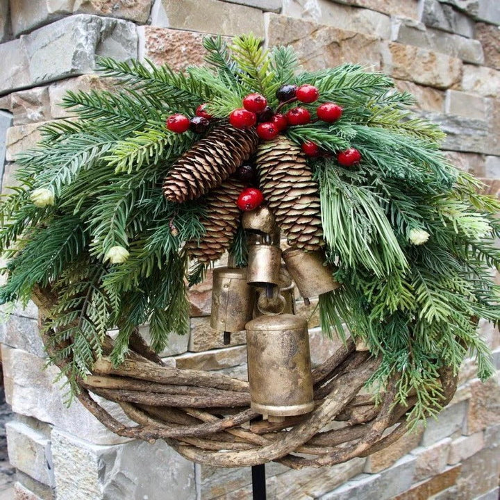 [Hometech] Bohemian Style Christmas Wreath with Handmade Vine and Dried Floral Décor