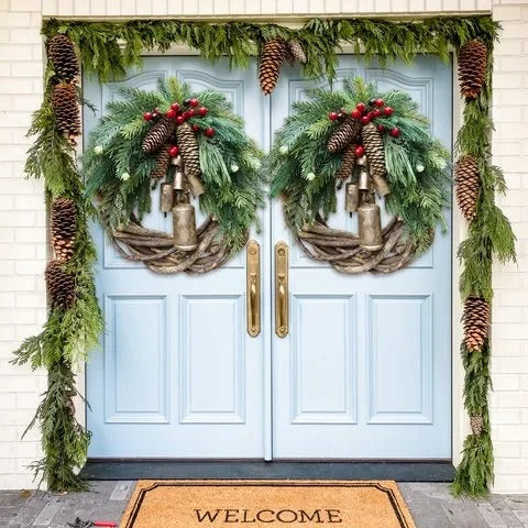 [Hometech] Bohemian Style Christmas Wreath with Handmade Vine and Dried Floral Décor