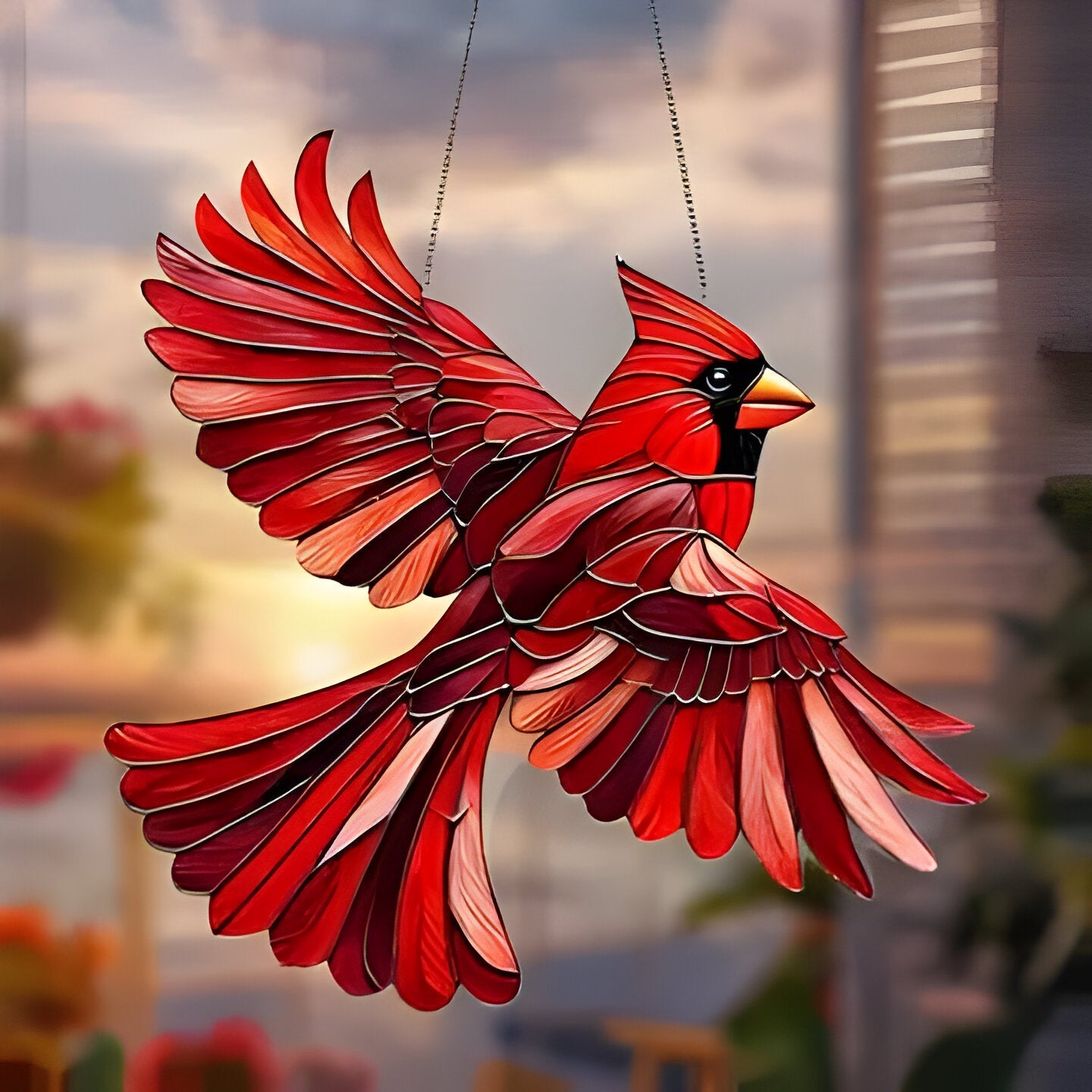 [Hometech] Stained Glass Style Hummingbird Window Panel Suncatcher