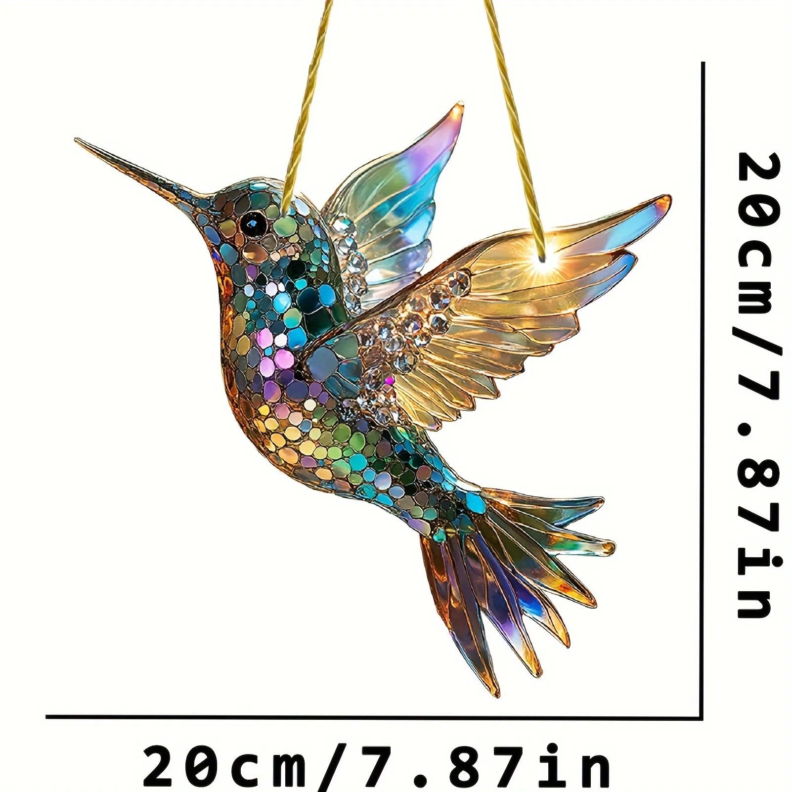 [Hometech] Stained Glass Style Hummingbird Window Panel Suncatcher